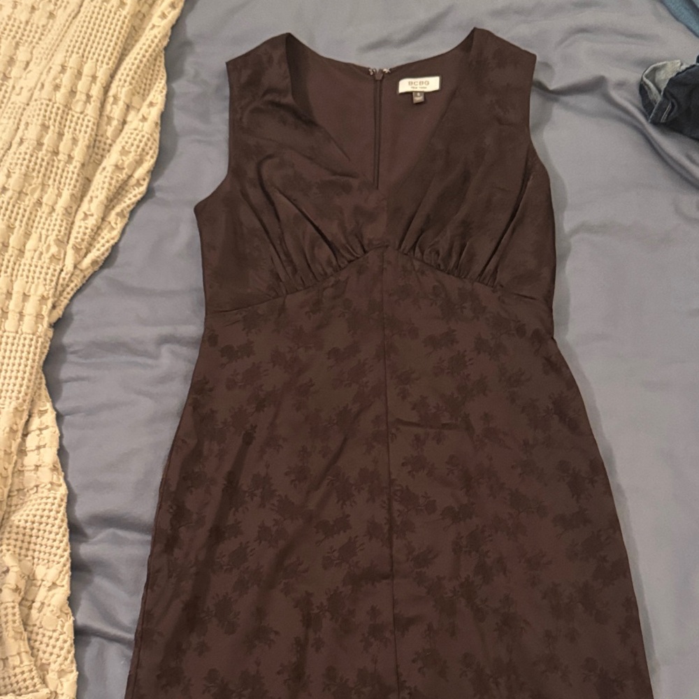 Dark Brown Floral Midi Dress